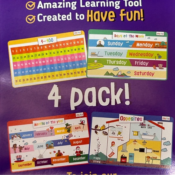 Set of 8 Merka Kids' Educational Placemats Reusable Non-Slip Silicone Teaching - Picture 10 of 10